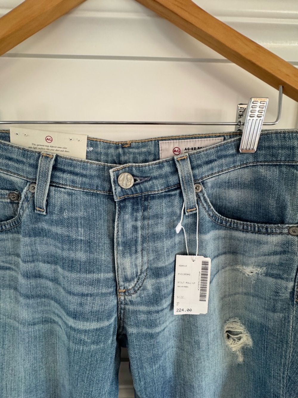 NWT AG-ED Adriano Goldschmied Blue Jeans with Subtle Distress